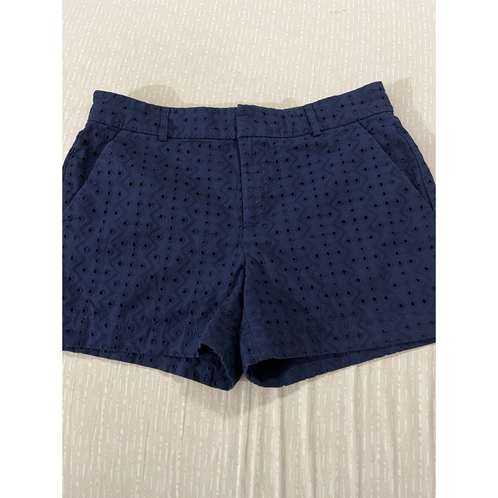 Banana Republic Shorts Womens Size 8 Navy Blue Chino Eye-lit Mid Rise‎ 4 Inch